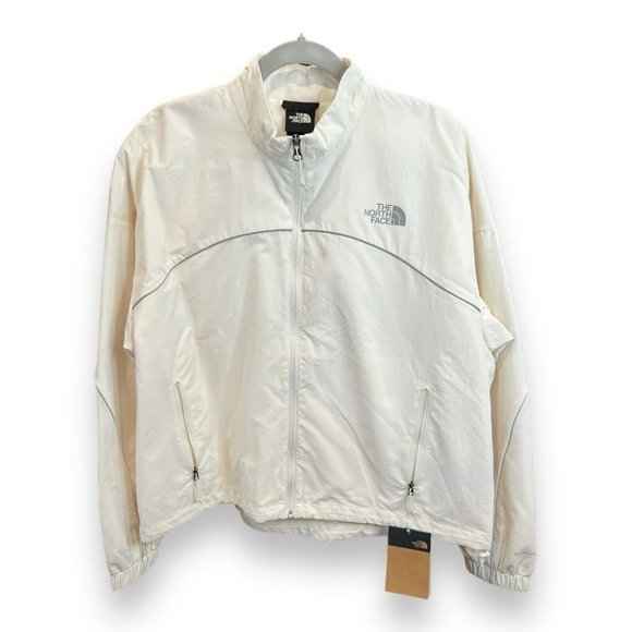 THE NORTH‎ FACE Tek Piping Wind Jacket Women’s Size Large White Windwall - Picture 1 of 10